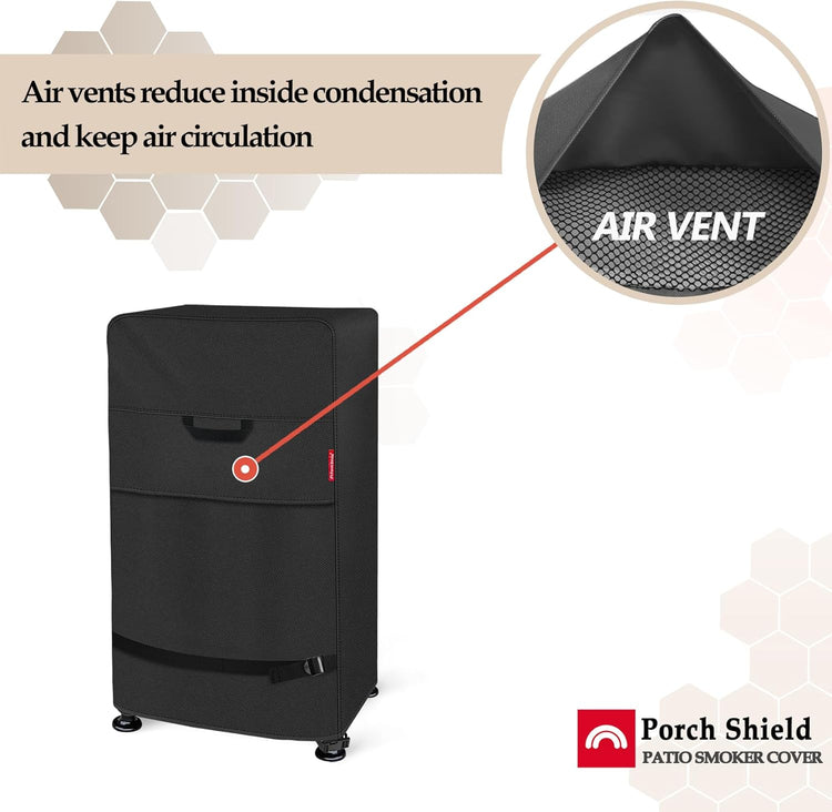 Porch Shield 40 Inch Electric Smoker Cover for Masterbuilt Smoker, Waterproof Heavy Duty Outdoor Smoker Grill Covers 24W x 18D x 40H inch, Black