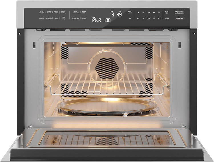 KoolMore COM-24SS 24 Inch Built-in Convection Oven and Microwave Combination with Broil, Soft Close Door, 1000 Watt Power, Stainless Steel Finish, Touch Control LCD Display, 24 in/1.6 Cu. Ft, Silver