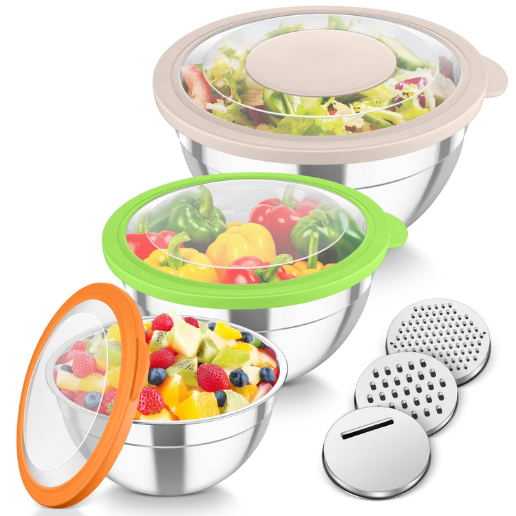 Mixing Bowls 3PCS Stainless Steel Serving Salad Bowls (3 Count)