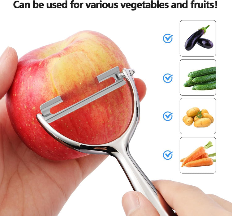 LIIGEMI Effortless Y Peeler with Sharp Stainless Steel Blades for Apples, Cucumbers - Ergonomic Handle for Easy Potato Eye removal, Perfect for Cooking Enthusiasts and Kitchen Novices(silvery)