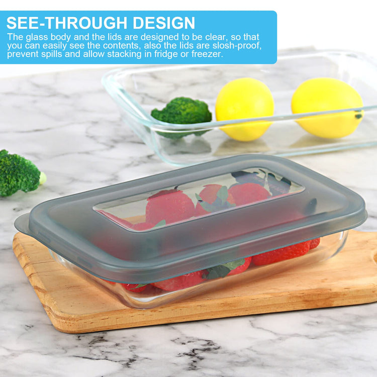 8 Pieces Glass Baking Dish with Lids (8 Count)