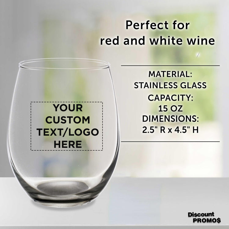 Custom Stemless Wine Glasses in Bulk by ARC Perfection (100 Count)