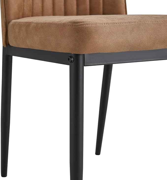 Modern Dining Chairs Set of 6 Kitchen Chairs Set Leathaire Fabric Chair with Metal Leg High Back Upholstered Chair for Dinner Room, Waiting Room(Set of 6, Brown)