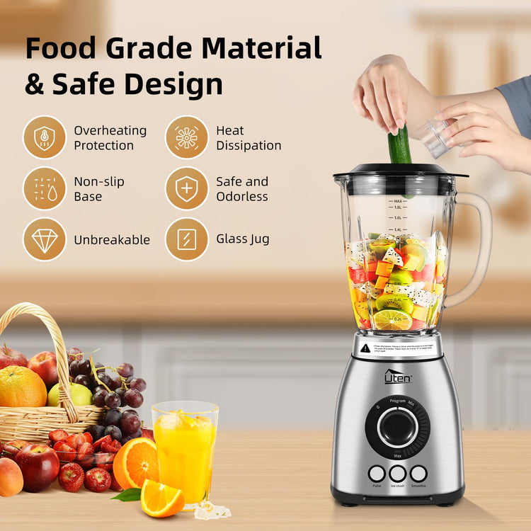 800 Watt Fast Countertop Blender for Smoothies and Shakes
