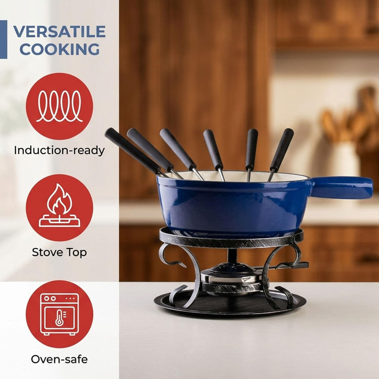 10 Piece Cast Iron Cheese Fondue Pot Set