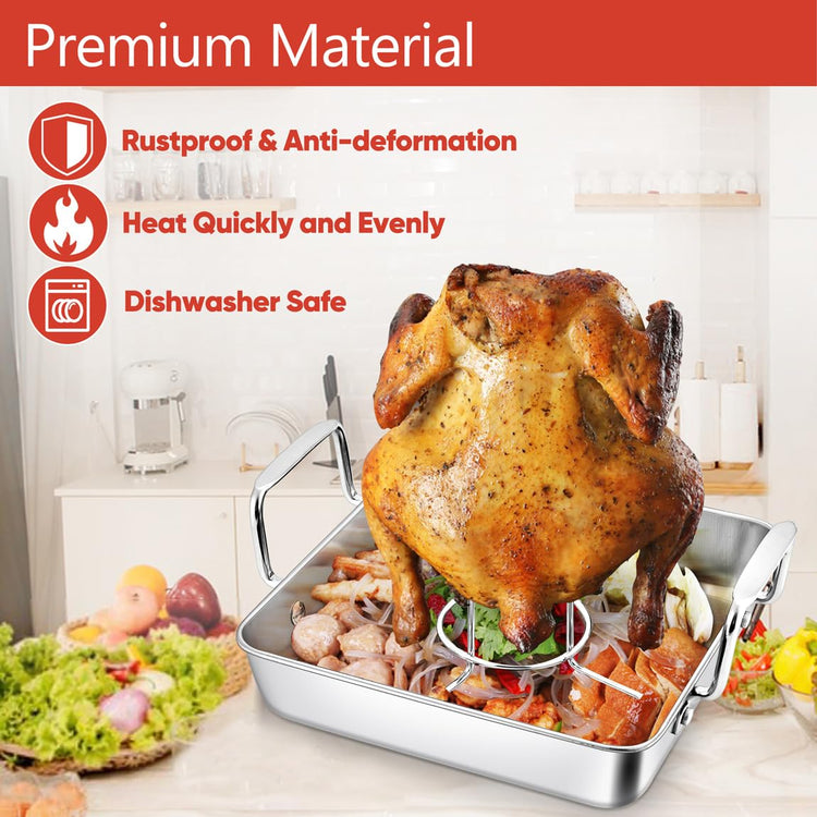 Small Roasting Pan with Beer Can Chicken Holder