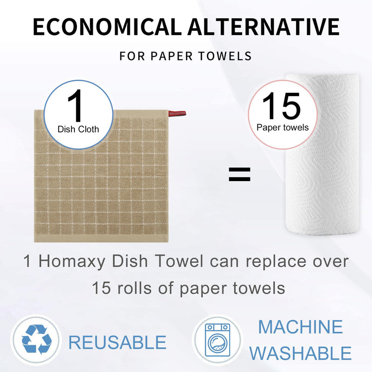 100% Cotton Terry Kitchen Dish Cloths (12 Count)