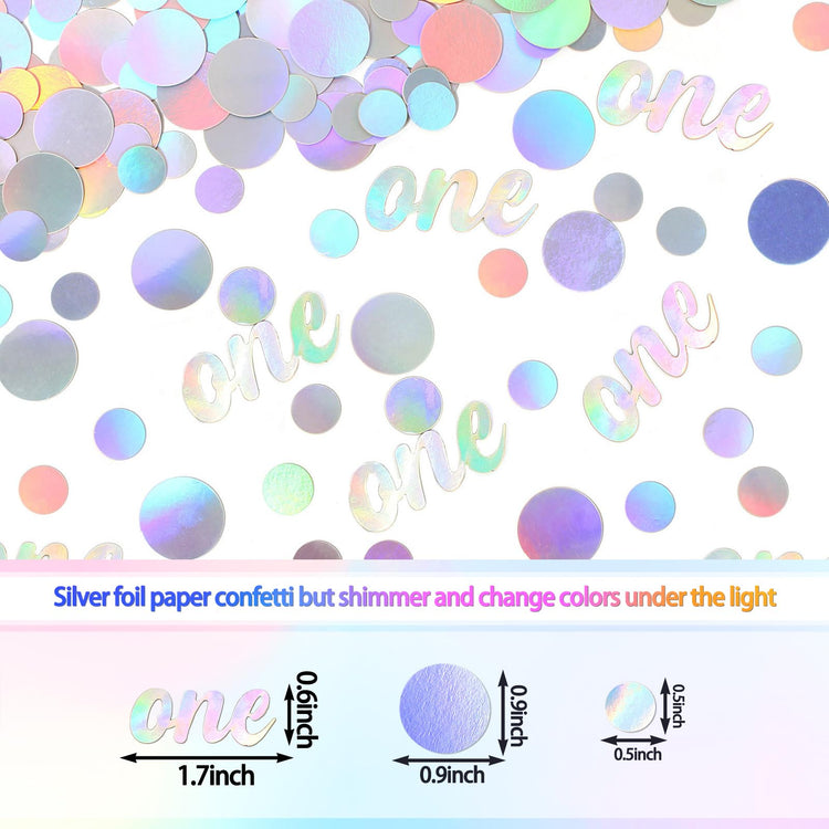 One Birthday Confetti Iridescent Baby First Birthday Decorations Circle Table Scatter Baby Shower The First Year Anniversary Party Table Decor Supplies 300PC (300 Count)
