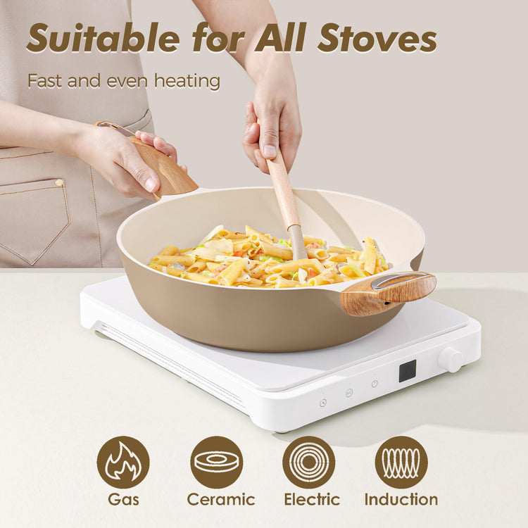 Ceramic Nonstick Frying Pan Skillet with Lid