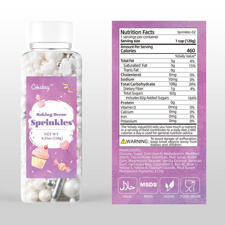 White Wedding Sprinkles for Cake Decorating 4.23ounce (4.23 Ounce)