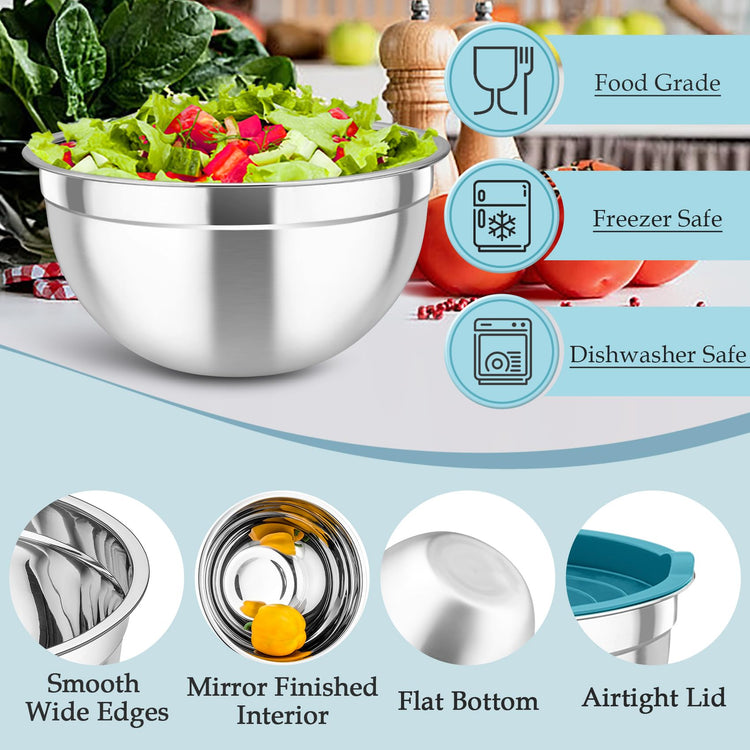 Mixing Bowls Stainless Steel Nesting Salad Bowls Set (6 Count)