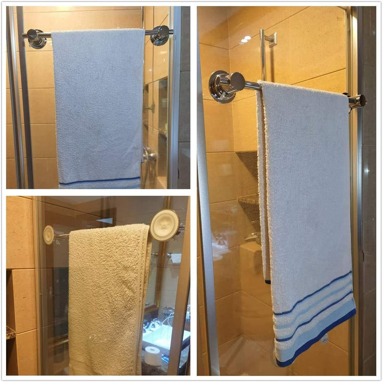 JiePai Suction Cup Towel Bar 24 Inch Oil Rubbed Bronze,Removable Modern Vacuum Suction Towel Holder for Bathroom Door Adhesive Towel Bar Suction Towel Rack Holde