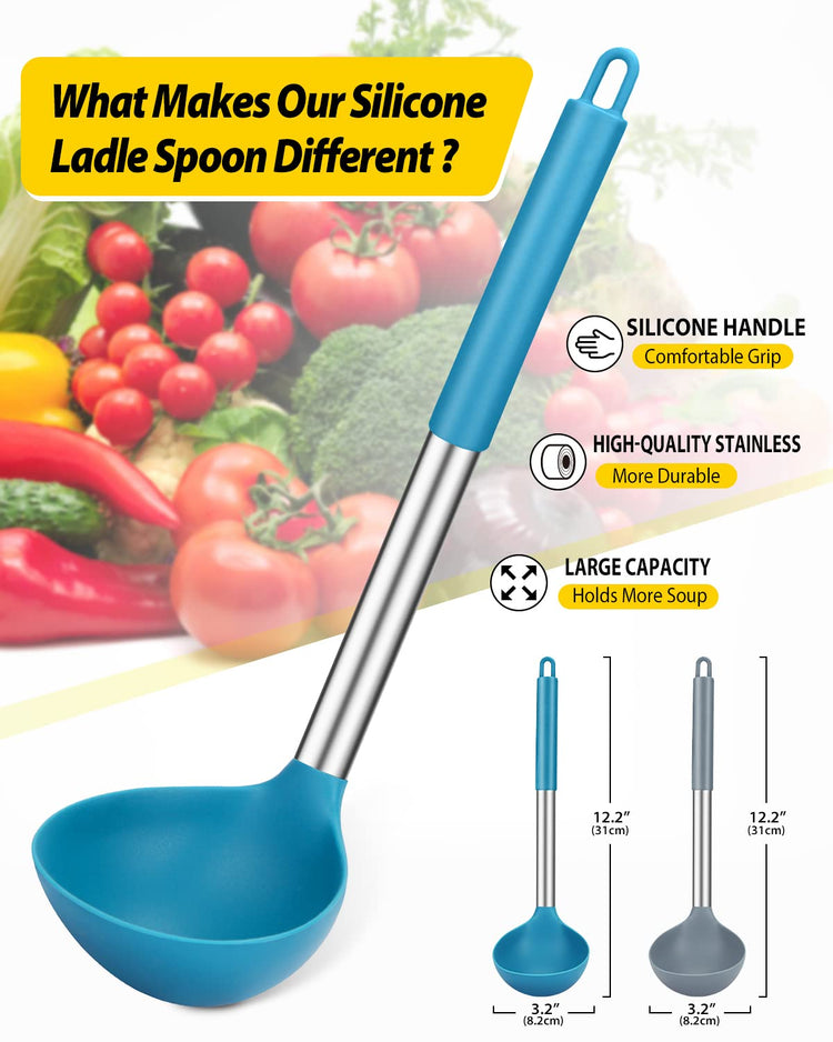 Silicone Ladle Spoon Kitchen Utensils (2 Count)