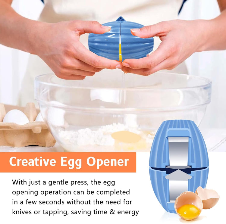 2pcs Egg Shell Opener for Hard Boiled Eggs Stainless Steel Egg Peeler Tool Easy Egg Cracker Tool for Raw Eggs, Egg Slicer for Raw Eggs Kitchen Gadgets for Baking(Blue)