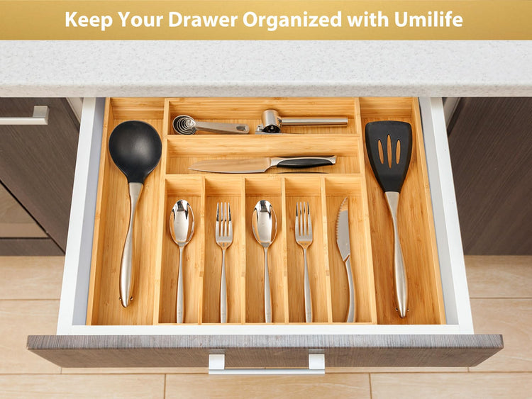 Large Expandable Kitchen Silverware Utensils Drawer Organizer