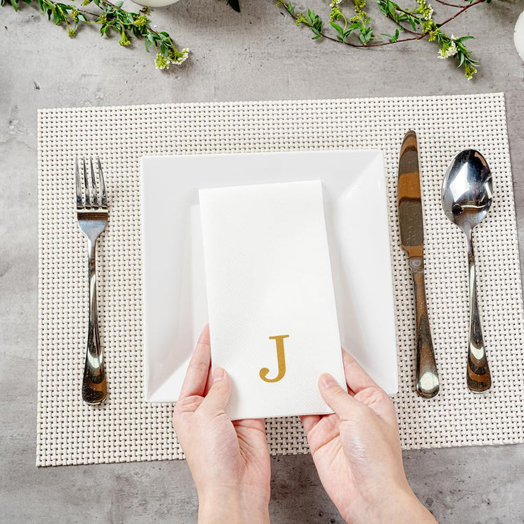 Paper Rectangle Gold Letter J Linen (2000 Count)