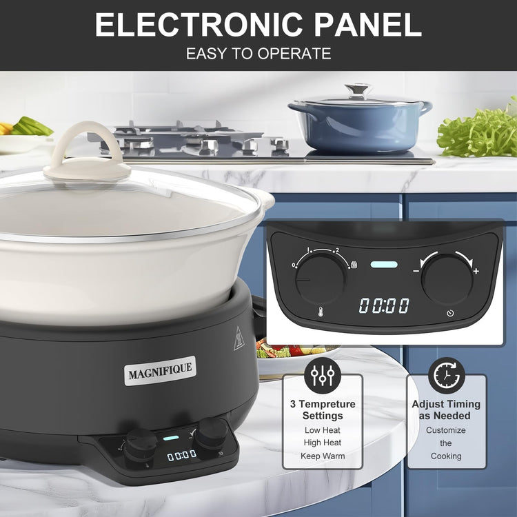 MAGNIFIQUE 5 Quart Programmable Slow Cooker with Auto Warm Setting
