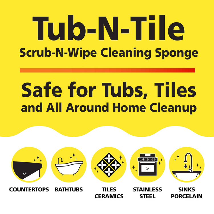 Tub-N-Tile by Tuff-Scrub, Large, 6-Pack, Microfiber, Scrub-N-Wipe Pad, Multi-Surface, Non-Scratch, Dual-Sided, Scrubber for Tubs, Tiles, Sinks – Machine Washable, Durable Kitchen Sponge (6 Count)