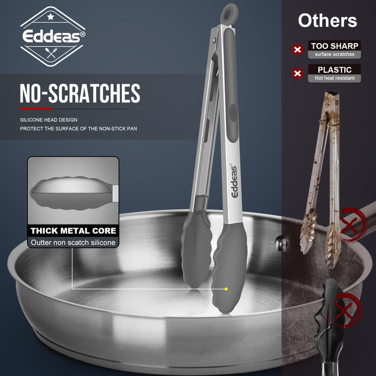 Kitchen Tongs Up To 600°F Silicone Tongs for Cooking 7 (3 Count)
