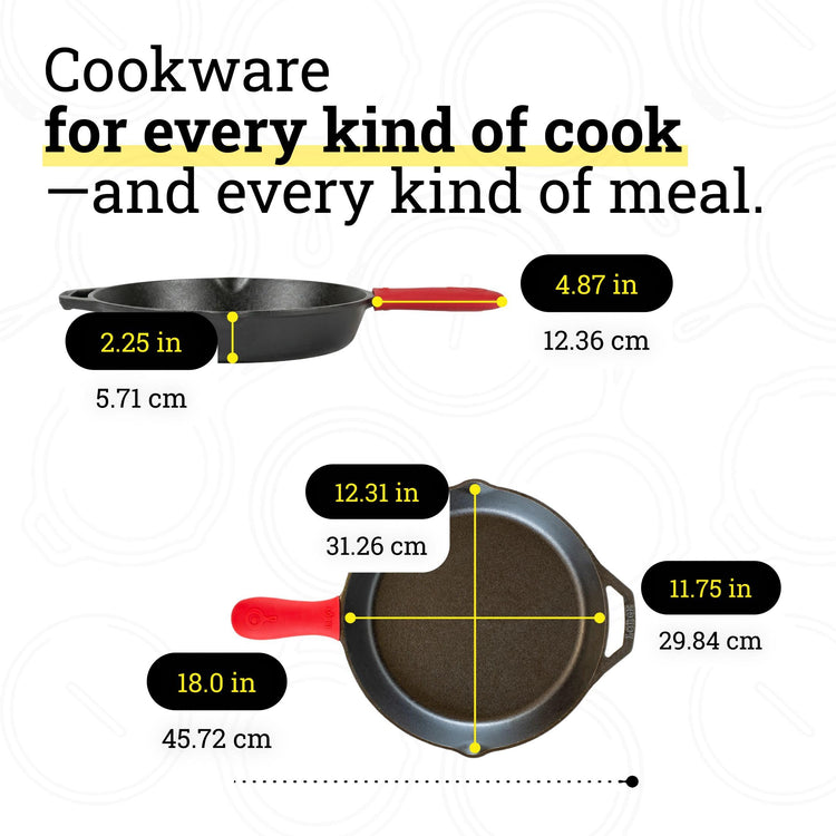 Pre Seasoned Cast Iron Skillet with Silicone Handle Holder