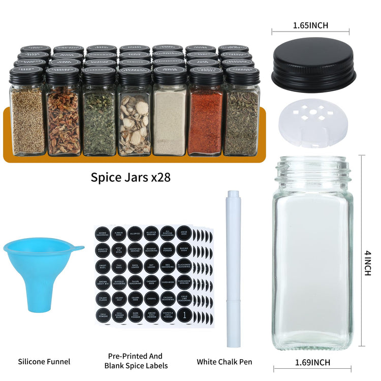 Spice Rack Organizer with 28 Spice Jars