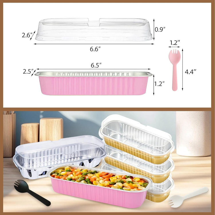 50 PCS Multiple colors Mini Loaf Pans with Lids (50 Count)