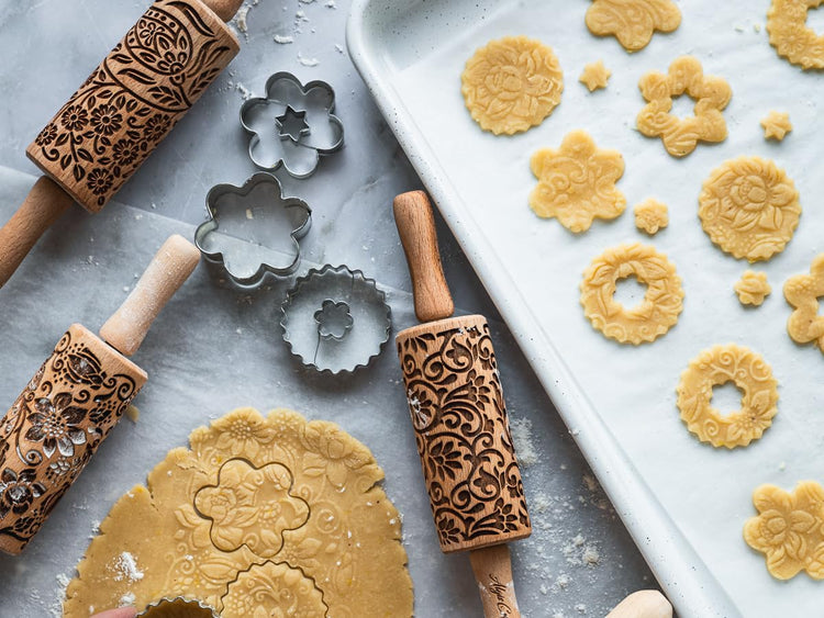 FLORET 3 Kid Rolling Pin Set with Lotus