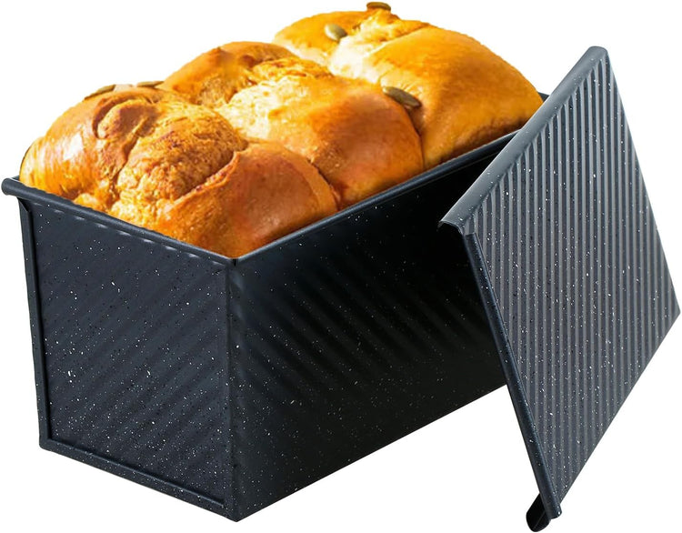 SS&CC Pullman Loaf Pan with Lid, 1LB Carbon Steel Nonstick Bread Baking Pan - Heavy Duty Loaf Pans for Homemade, Sourdough & Sandwich Bread, Bread Loaf Pan with Cover
