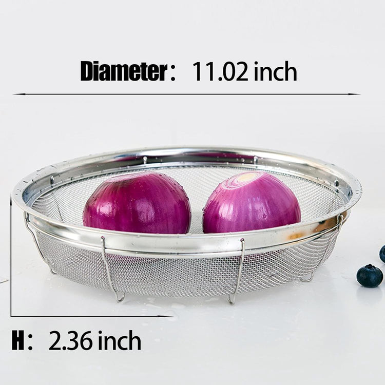 Fine Mesh Strainer for Kitchen, Stainless Steel Colander Bowl for Pasta, Rice, Fruit, Metal Net Baskets with Resting Base - Strain, Drain, Rinse (Diameter 11.02 inch)