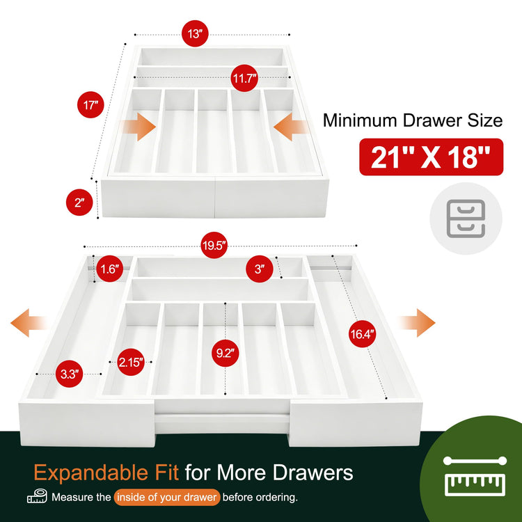 Large Premium Bamboo Silverware Organizer