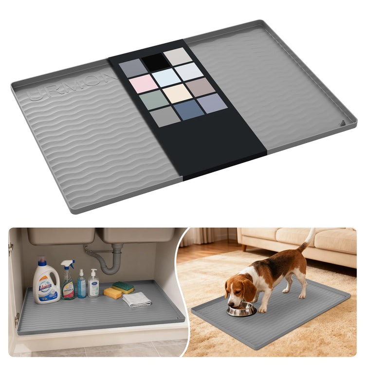 Waterproof Silicone Under Sink Mat 28'' x 19'' Shelf Liner for Kitchen and Bathroom