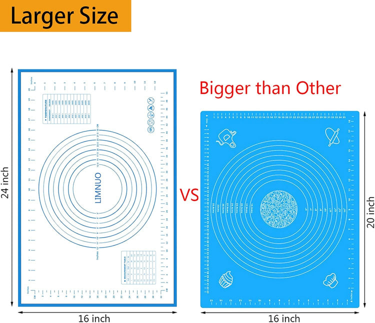 Silicone Baking Mat,Non Stick Rolling Dough with Measurements for Pie Pizza Cookies Fondant Making,Extra Thick Non Slip Silicone Pastry Mat