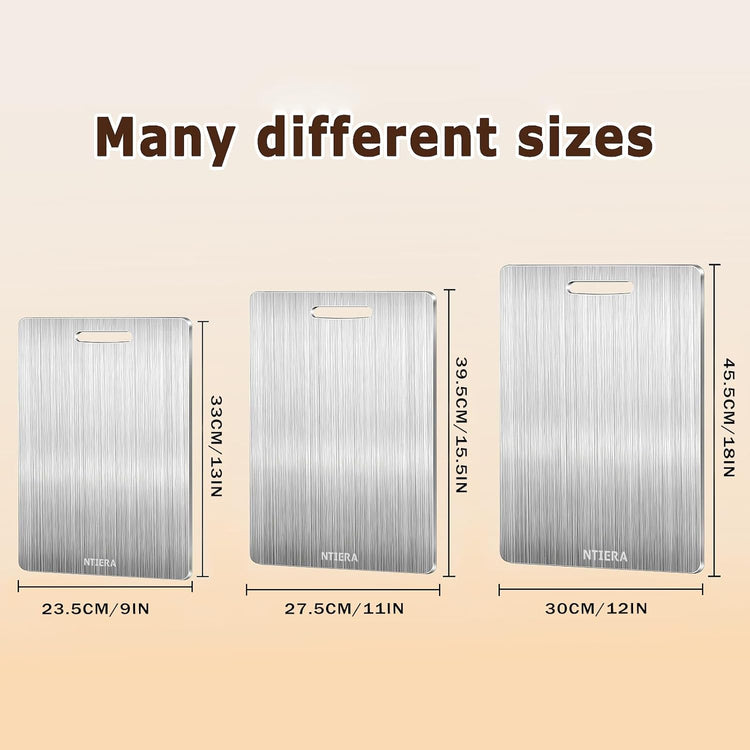 New Titanium Cutting Board-Stainless Steel Cutting Boards for kitchen,Double-Sided Food Grade Non Toxic Cutting Board,Chopping Boards Necessities for Home Outdoor Camping Meal Prep,Easy to Clean (L)