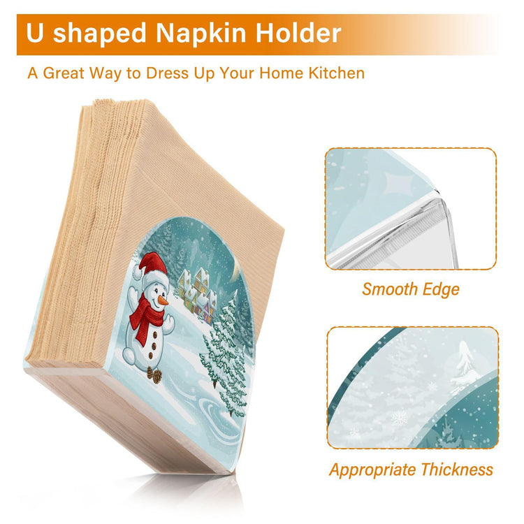 Christmas Winter Village Snowman Napkin Holder for Table Paper Napkins Holder Acrylic Tissue Dispenser Kitchen Dining Room Bathroom Party Car Decor