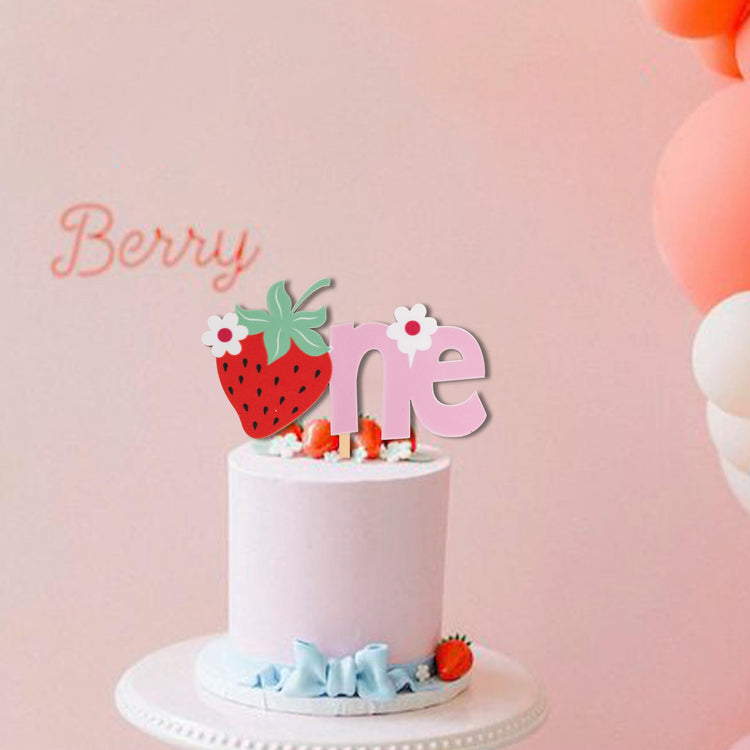 Strawberry Cake Topper 1st Birthday