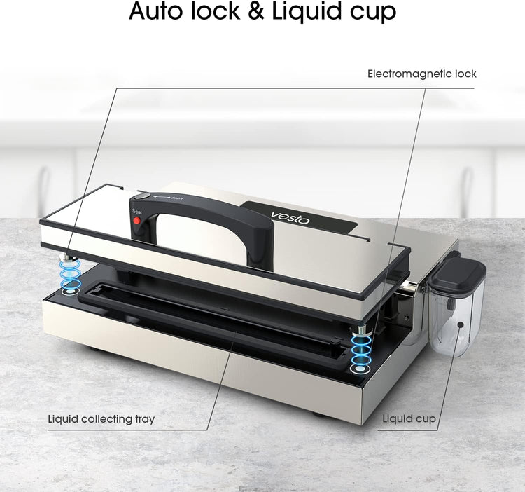 Vesta Precision Vac'n Seal Pro I Vacuum Sealer - Smart Seal Design, Full Speed Operation, Effortless Heavy Workload, Patented Cutter Box Bags, Designed and Serviced in USA