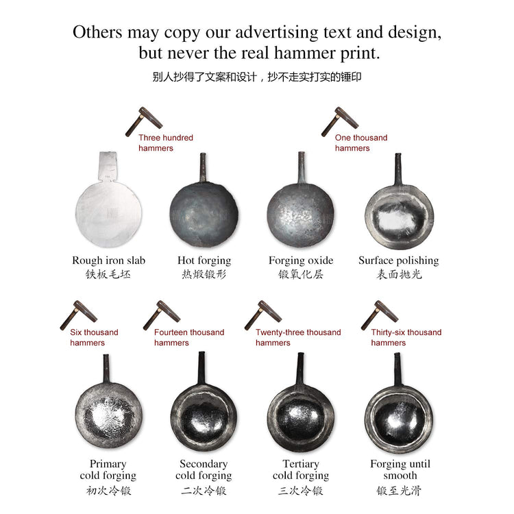 ZhenSanHuan Chinese Hand Hammered Iron Woks and Stir Fry Pans