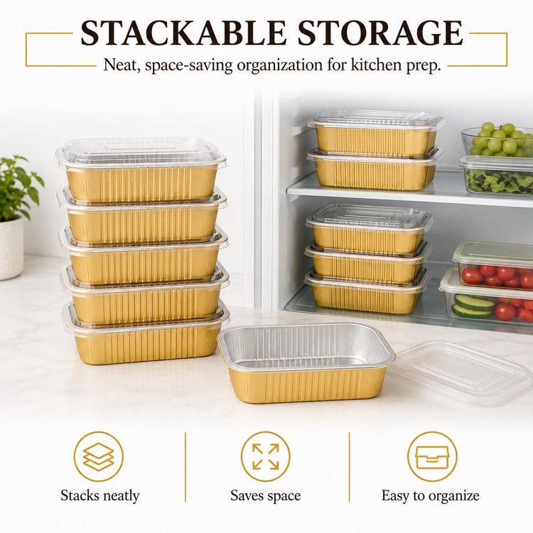 40 Pack 1.5 LB 7.2"×5"×1.8" Aluminum Pans with Lids Heavy Duty (40 Count)