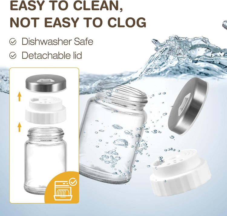 VUCCHINI Salt and Pepper Shaker Set with Adjustable Pour Holes 3.4 oz Seasoning Spice Shaker with Lid Stainless Steel Salt Dispenser Farmhouse Kitchen