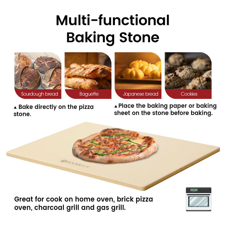 Pizza Stone Rectangular Extra Large 23.6" x 15.8" x 0.6" Pizza Stones for Oven Grill