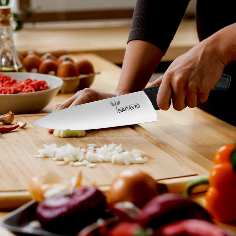 Crystal Edge German tech Chef Knife – Ultra Sharp German Stainless Steel Blade, Ergonomic Handle, Precision Cutting, Professional Kitchen Knife for Slicing, Chopping & Mincing