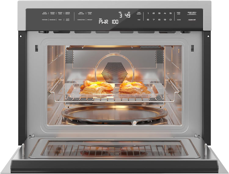 KoolMore COM-24SS 24 Inch Built-in Convection Oven and Microwave Combination with Broil, Soft Close Door, 1000 Watt Power, Stainless Steel Finish, Touch Control LCD Display, 24 in/1.6 Cu. Ft, Silver