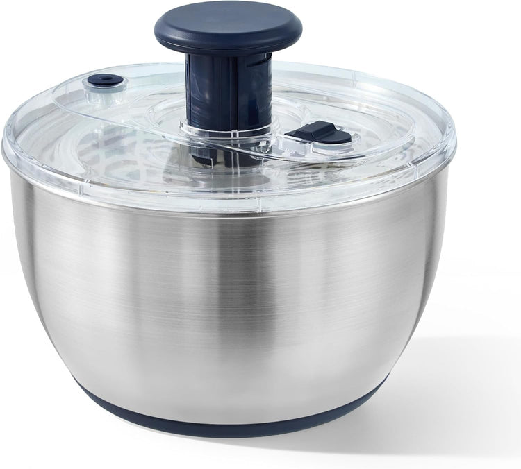 6.34 Qt Stainless Steel Salad Spinner, Large Lettuce Spinner Vegetable Fruit Washer, Vegetable Cleaner Salad Cleaner Lettuce Washer, Non-Slip Base, Multifunctional for Salad, Fruits