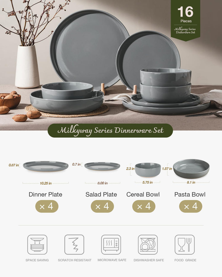 Milkyway 16 Piece Stoneware Plates and Bowls
