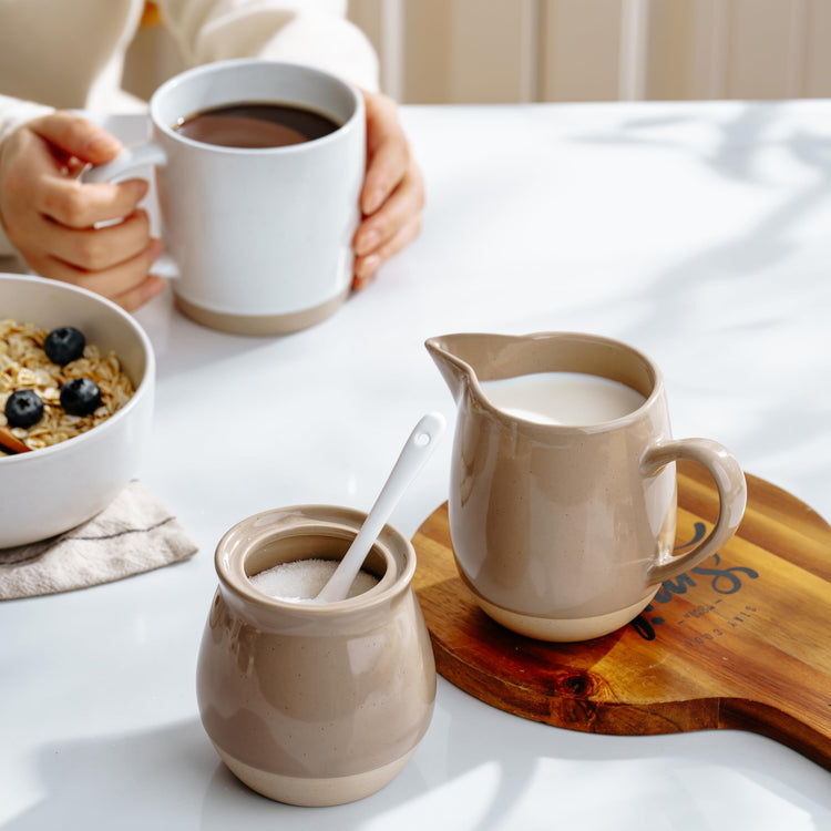 Ceramic 10oz Sugar Bowl & 13oz Creamer Set