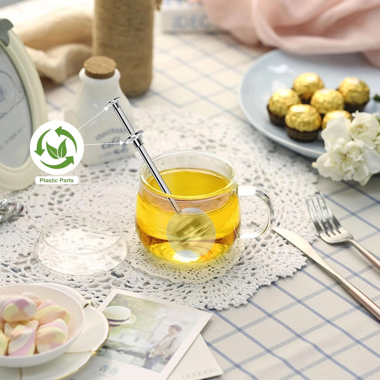 Numola Long Handle Tea Ball Stainless Steel, 2Pcs Premium Tea Infuser Filter for Loose Leaf Tea, Reusable Fine Mesh Tea Interval Diffuser Strainer for Cup and Teapot