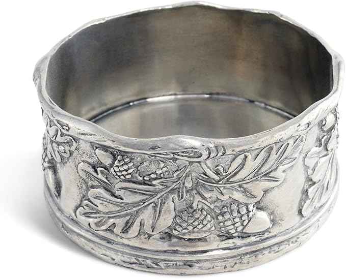 Vagabond House Wine Bottle Coaster Handcraft Pewter Acorn and Oak Leaf Pattern Heirloom Quality 5 inch Diameter x 2.25 inch Tall