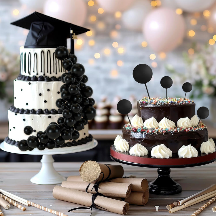 48 Pcs Balls Cake Topper Decorations Balloon Cupcake Toppers Foam Cake Topper Balls Cake Balls Decorations for Birthday Party Wedding Anniversary Cake Decorating (48 Count)