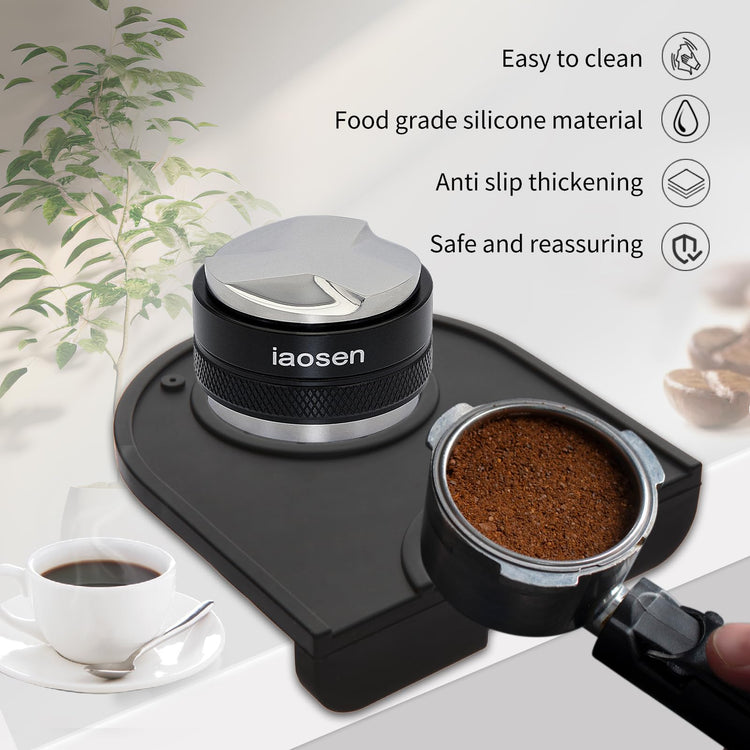 Knock Box Large Capacity Design Espresso Knock Box Tamping Mat Espresso Machine Accessories Set of 2 with Removable Knock Bar and Anti