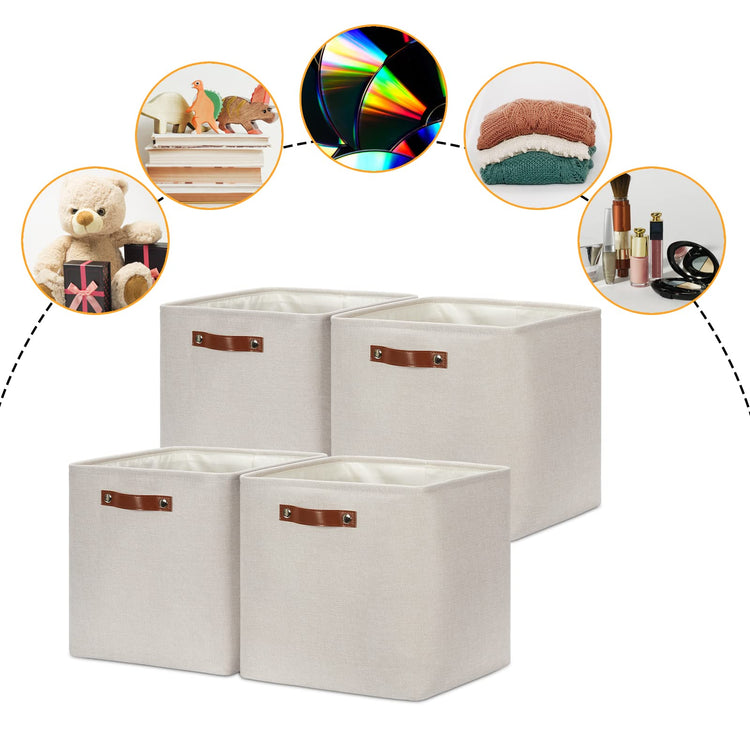Storage Bins 4 Pack Of 13x13x13 Decorative Storage Cube Bins Suit Office (4 Count)